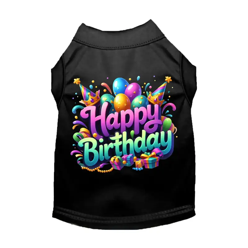 Mirage Happy Birthday Cat and Dog Shirt - Black
