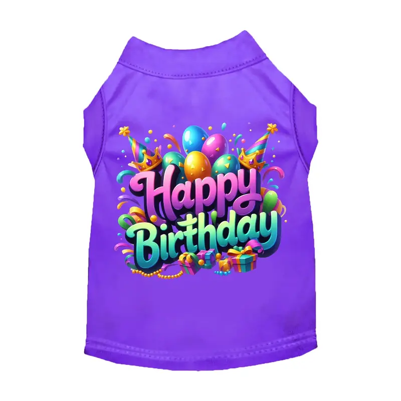 Mirage Happy Birthday Cat and Dog Shirt - Purple
