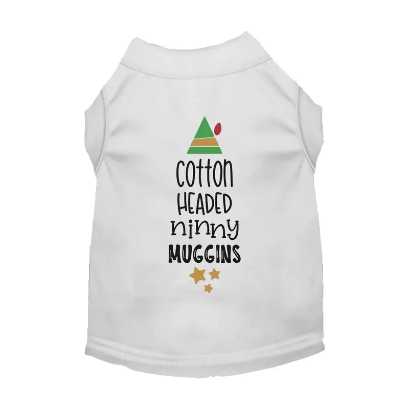 Mirage Holiday Cotton Headed Ninny Muggins Cat & Dog Shirt - White