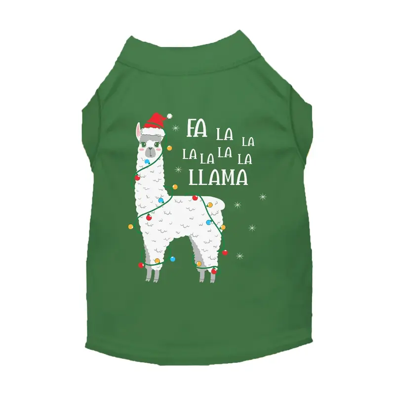 Mirage Holiday Falalala Llama Cat & Dog Shirt - Green