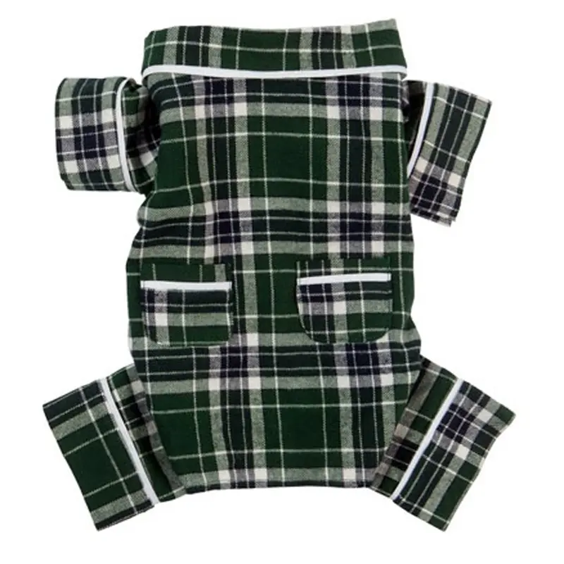 fabdog Plaid Flannel Dog Pajamas - Green