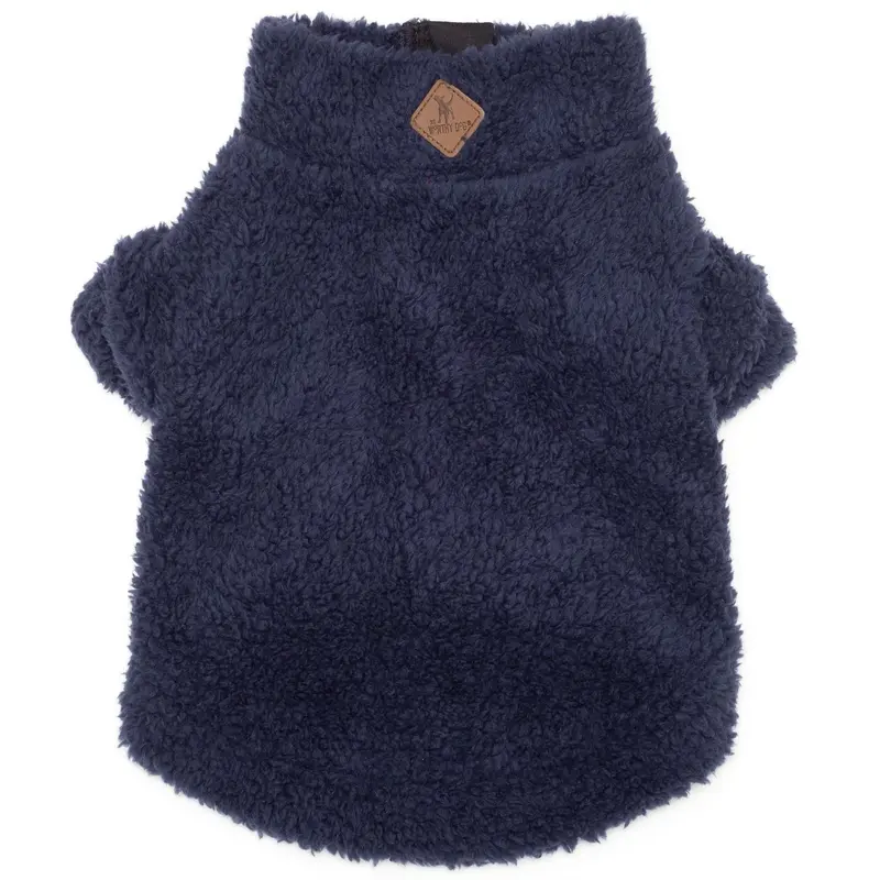 Worthy Dog Solid Fleece Quarter Zip Dog Pullover - Navy