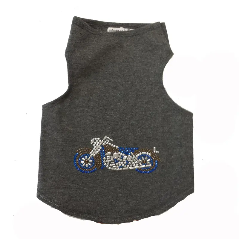 Daisy & Lucy Blue Studded Motorcycle Dog Tank - Dark Heather Gray