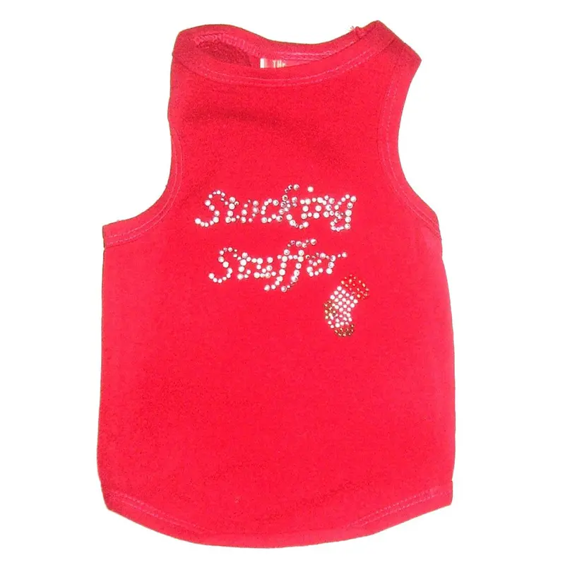 The Dog Squad Stocking Stuffer Rhinestone Christmas Dog Tank - Red