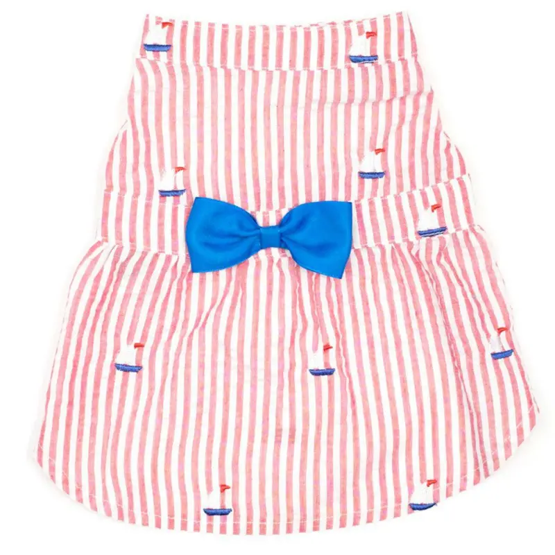 Worthy Dog Red Stripe Sailboat Dog Dress