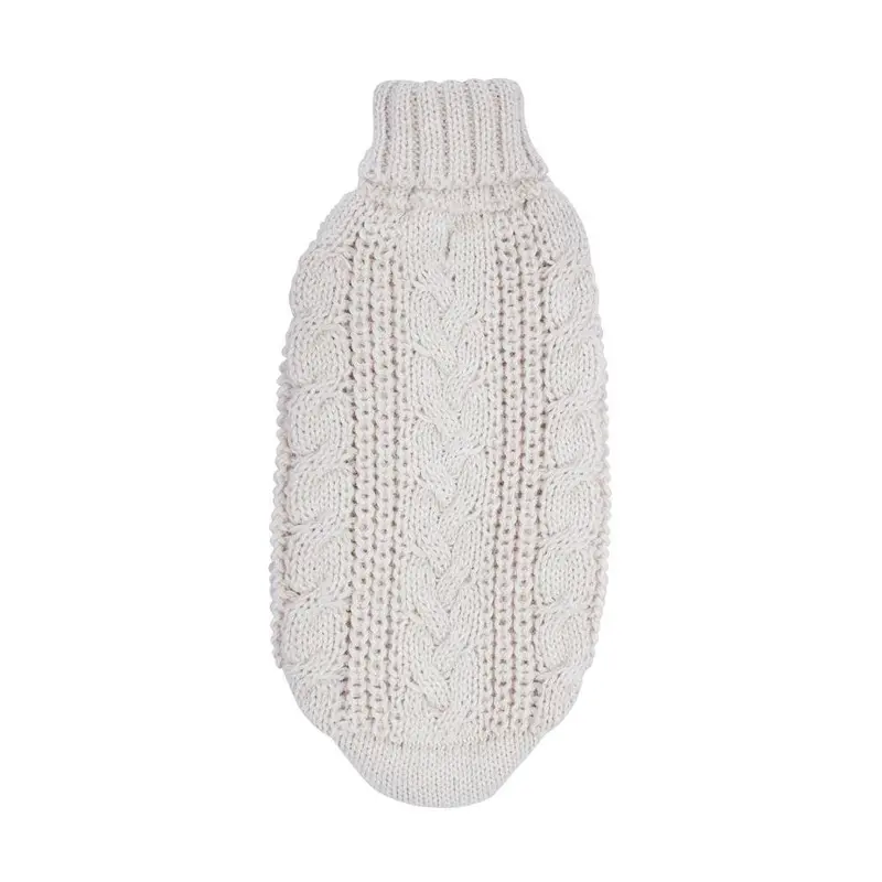 Alqo Wasi Chunky Cable Knit Alpaca Dog Sweater - Natural