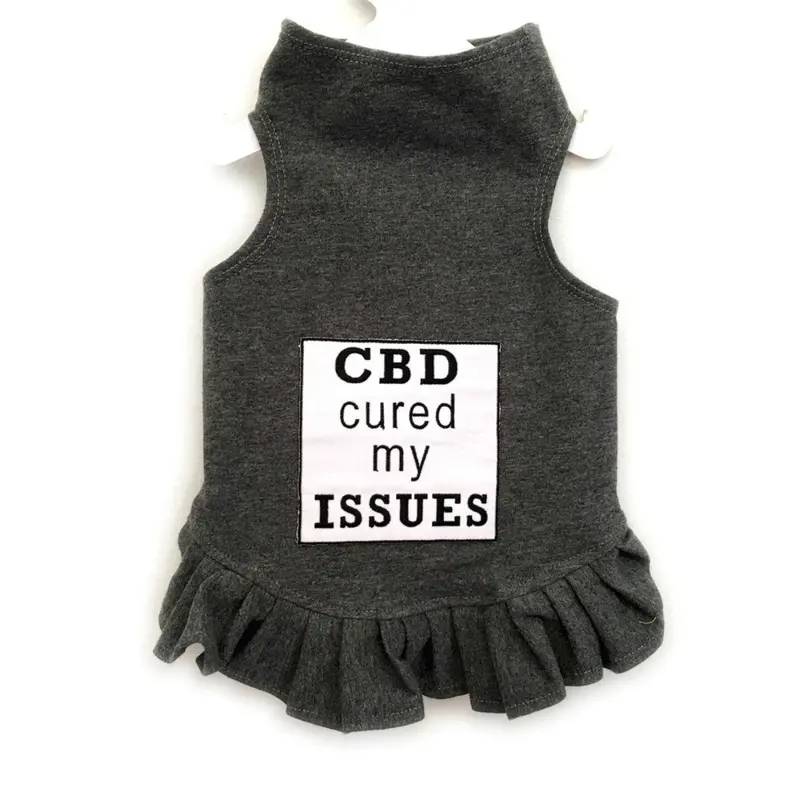 Daisy & Lucy CBD Cured My Issues Dog Dress - Dark Heather Gray