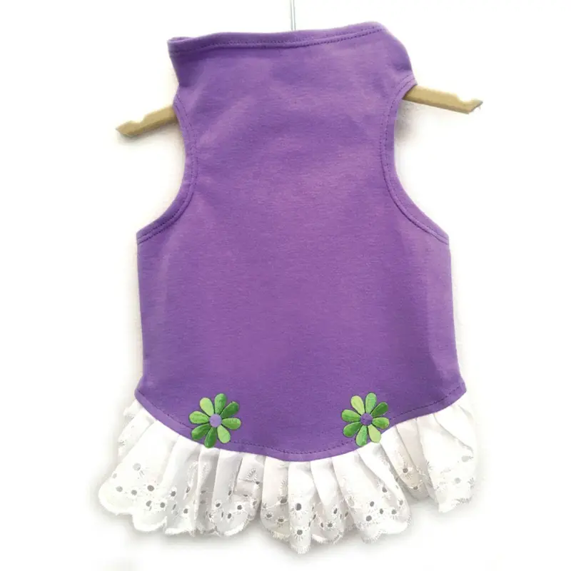 Daisy & Lucy Eyelet Flower Jersey Dog Dress - Lilac