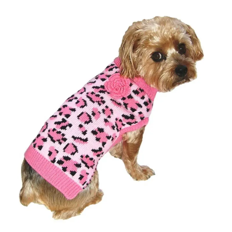 Dallas Dogs Lovin' Leopard Dog Sweater - Pink