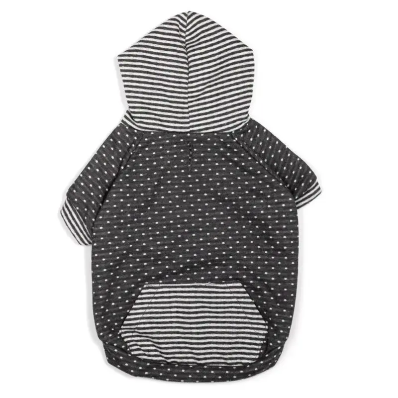 Worthy Dog Dot and Stripe Dog Hoodie - Gray