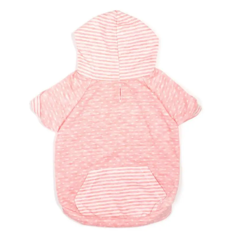 Worthy Dog Dot and Stripe Dog Hoodie - Pink
