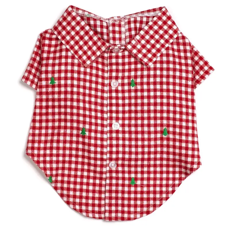 Worthy Dog Trees Flannel Check Dog Shirt
