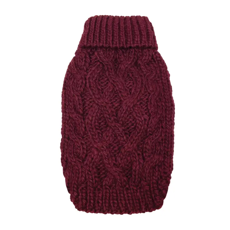 foufou Dog Cable Knit Dog Sweater - Burgundy