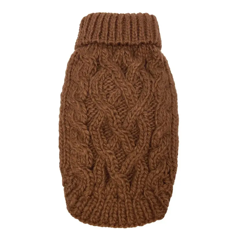 foufou Dog Cable Knit Dog Sweater - Camel