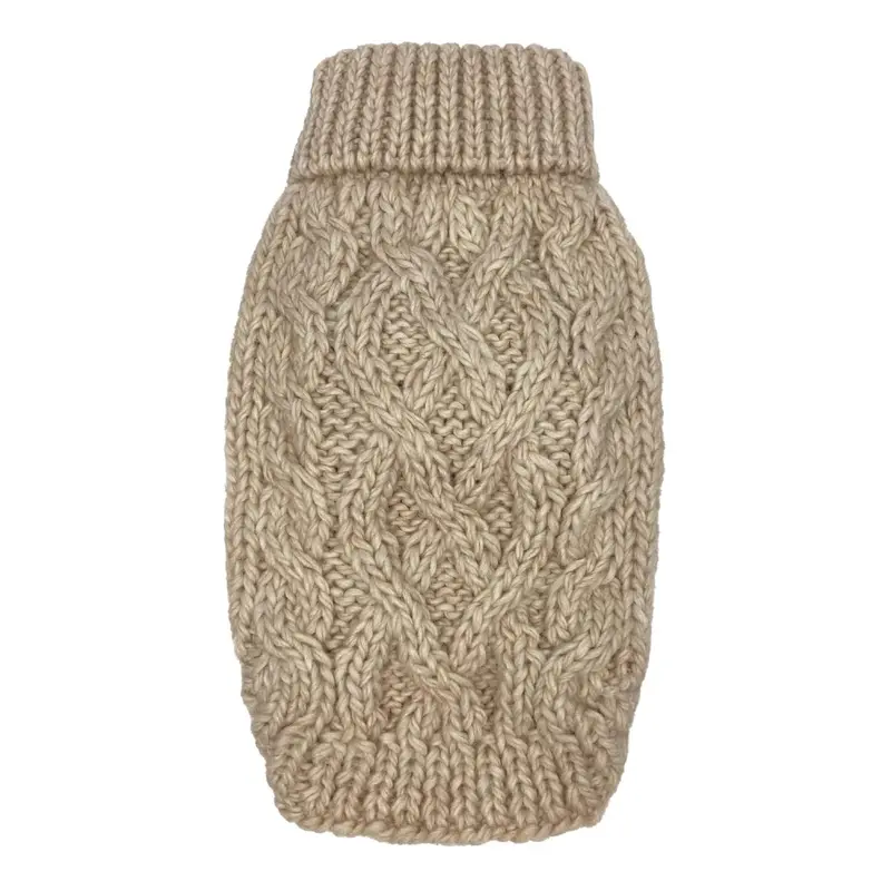 foufou Dog Cable Knit Dog Sweater - Oatmeal