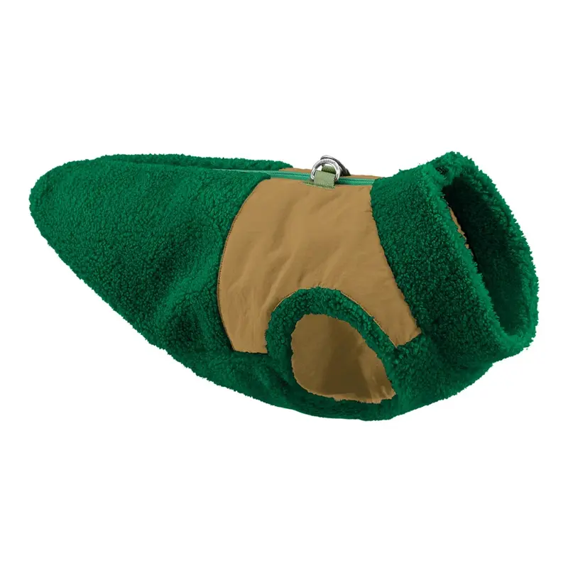 Gooby Zip Up Sherpa Fleece Dog Vest - Two Tone Forest Green