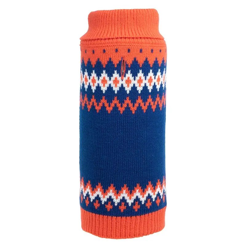 Worthy Dog Fair Isle Turtleneck Dog Sweater - Orange