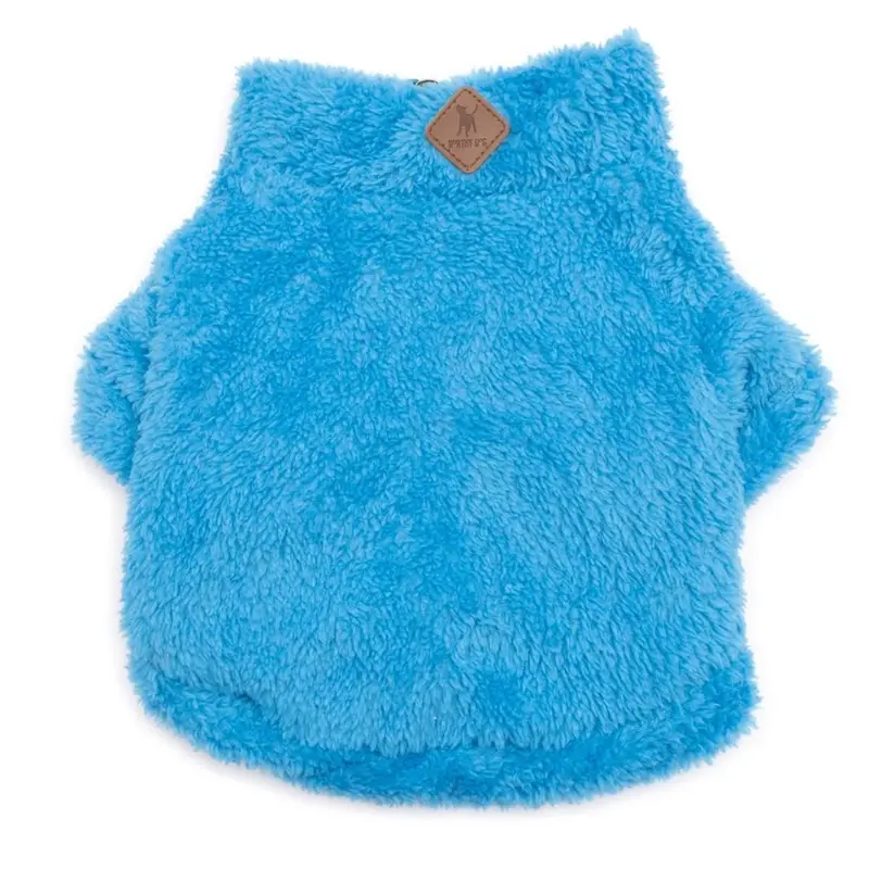 Worthy Dog Solid Fleece Quarter Zip Dog Pullover - Turquoise