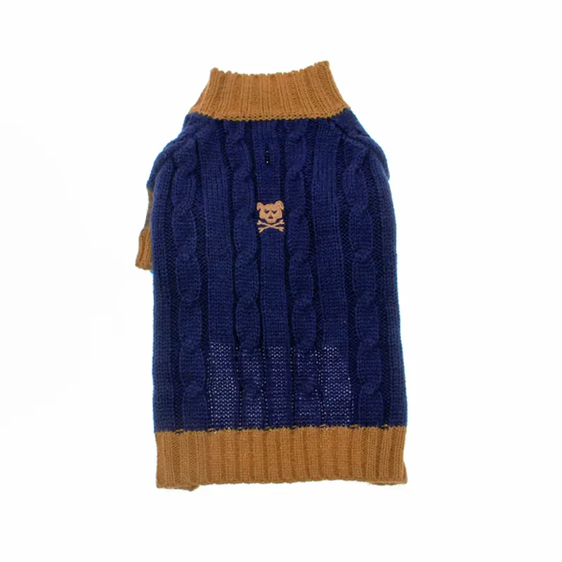 Ruffluv NYC Cable N Bitz Dog Sweater - Navy