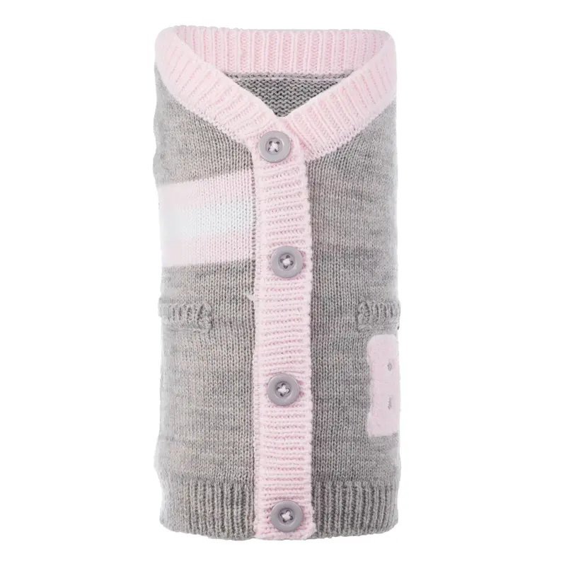 Worthy Dog Varsity Cardigan Dog Sweater - Gray