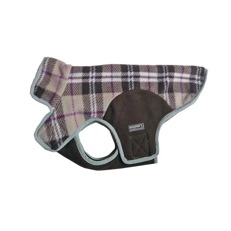 Cloak & Dawggie Precision Fit Fleece Dog Jacket - Tan Plaid