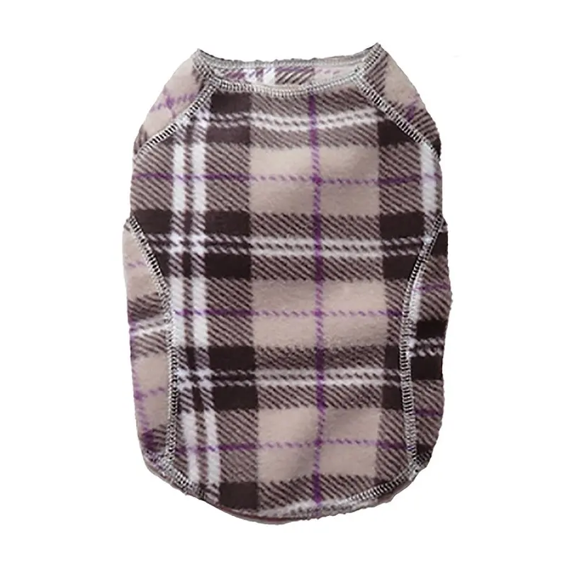 Cloak & Dawggie Stretch Fleece Dog Sweater - Tan Plaid