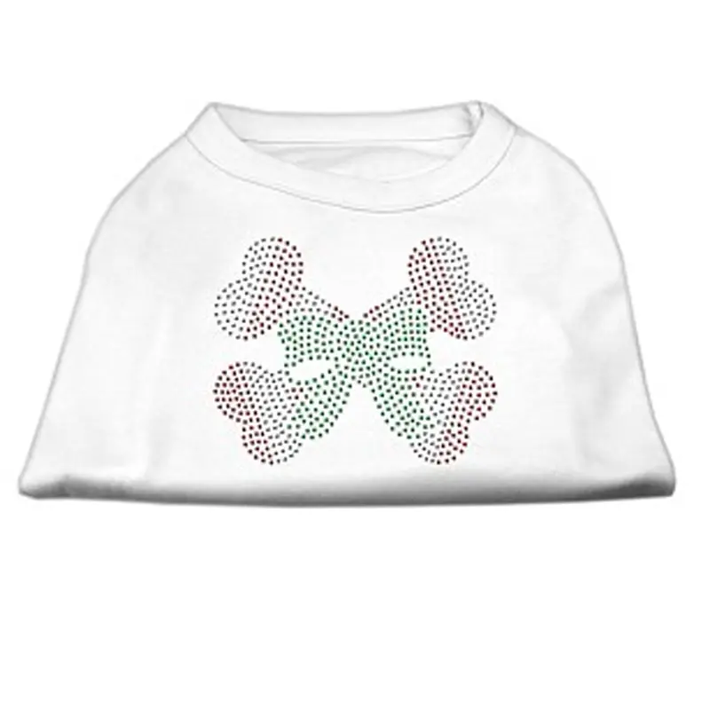 Mirage Candy Cane Crossbones Rhinestone Dog Shirt - White
