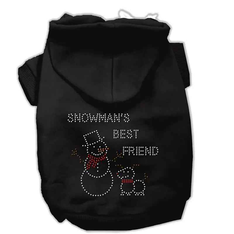 Mirage Snowman's Best Friend Rhinestone Dog Hoodie - Black