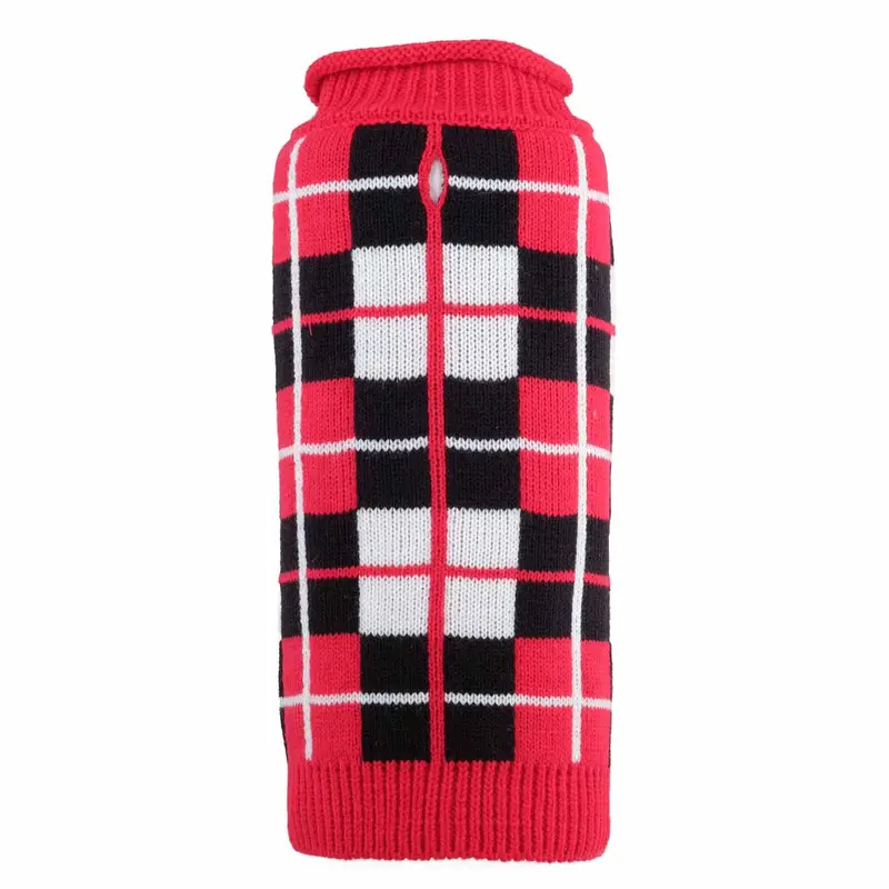Worthy Dog Oxford Plaid Dog Sweater - Red