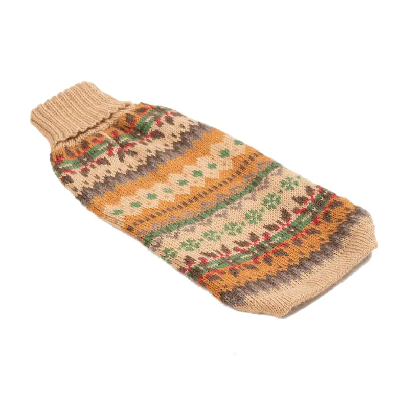 Alqo Wasi Fair Isle Finn Alpaca Dog Sweater - Tan