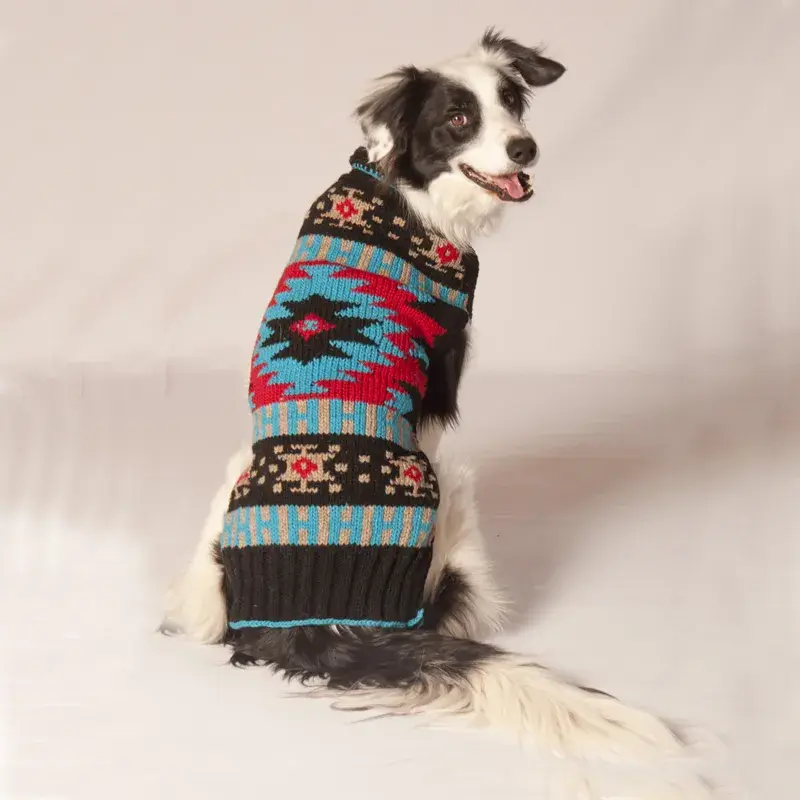 Chilly Dog Handmade Black Southwest Wool Dog Sweater