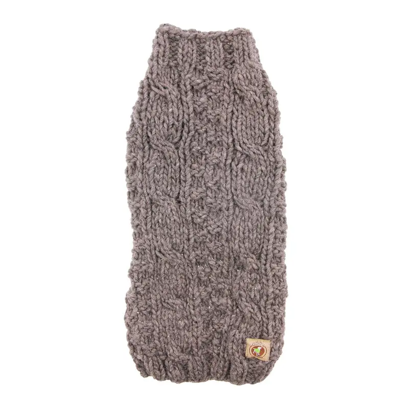 Chilly Dog Handmade Cable Knit Wool Dog Sweater - Gray