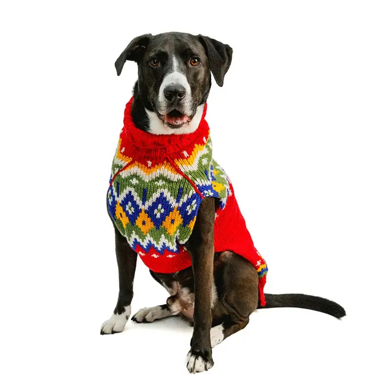 Chilly Dog Handmade Fairisle Wool Dog Sweater - Holiday