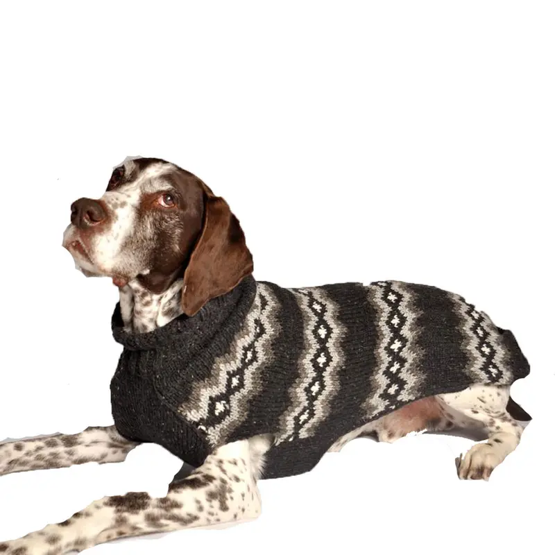 Chilly Dog Handmade Nordic Diamond Wool Dog Sweater - Gray