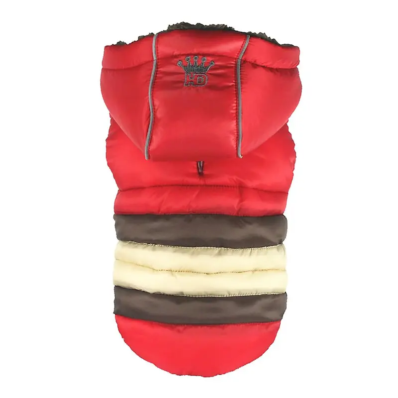 Hip Doggie Soft Stripe Puffer Dog Coat - Red