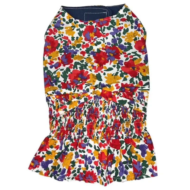 Parisian Pet Floral Artsy Ruched Waist Dog Dress