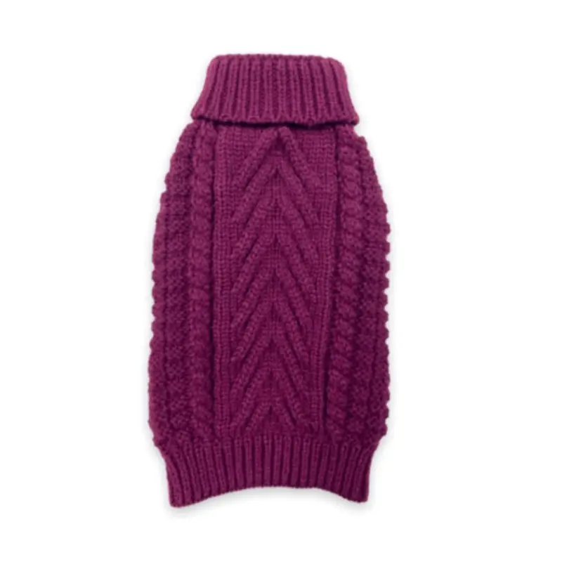 fabdog Chunky Turtleneck Dog Sweater - Plum