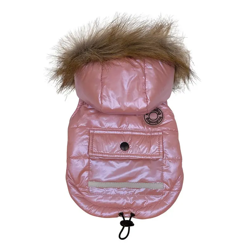 foufou Dog Iridescent Parka Dog Coat - Pink