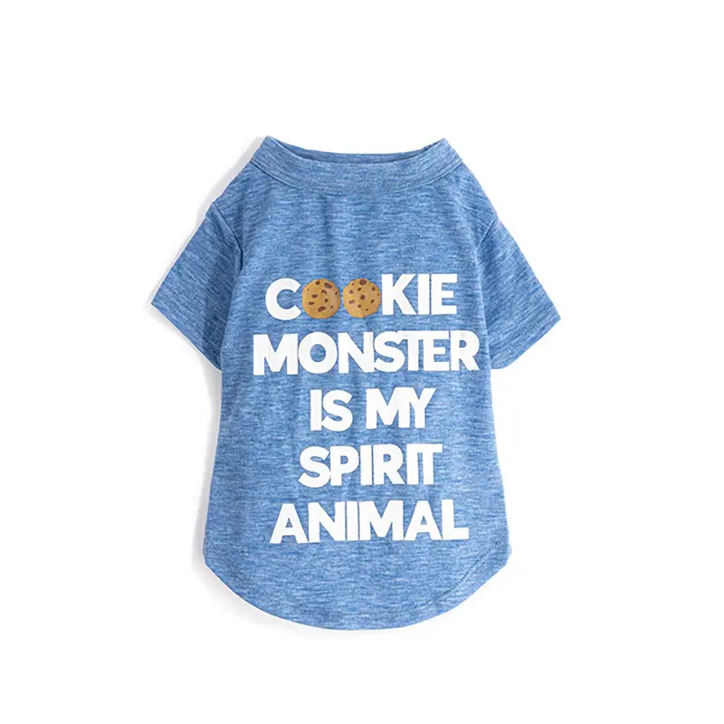 fabdog Cookie Monster is My Spirit Animal Dog Shirt - Heather Blue