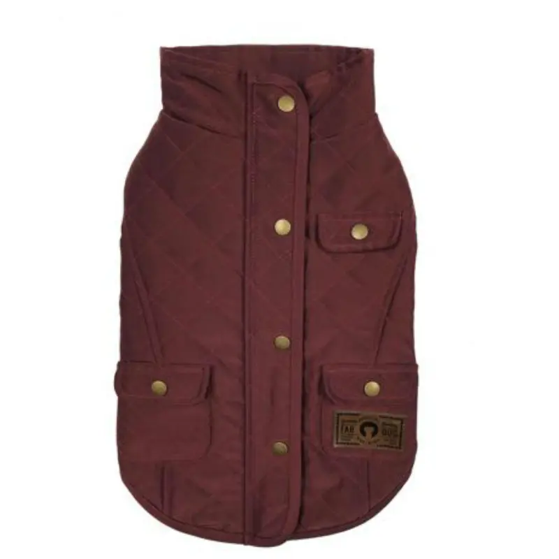 fabdog Quilted Barn Dog Coat - Burgundy