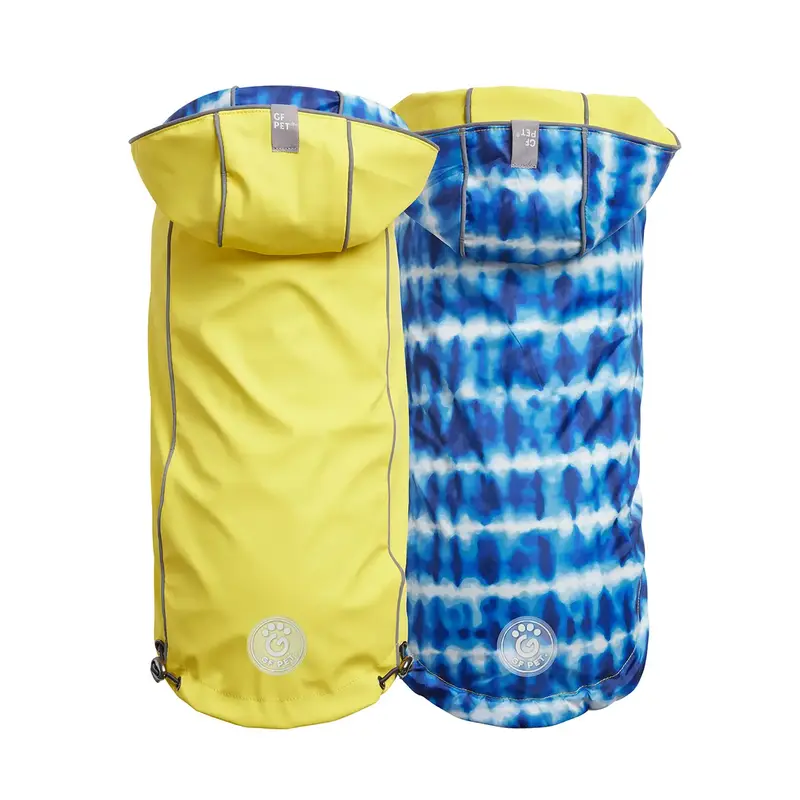 GF Pet Reversible Elasto-Fit Dog Raincoat - Yellow/ Blue