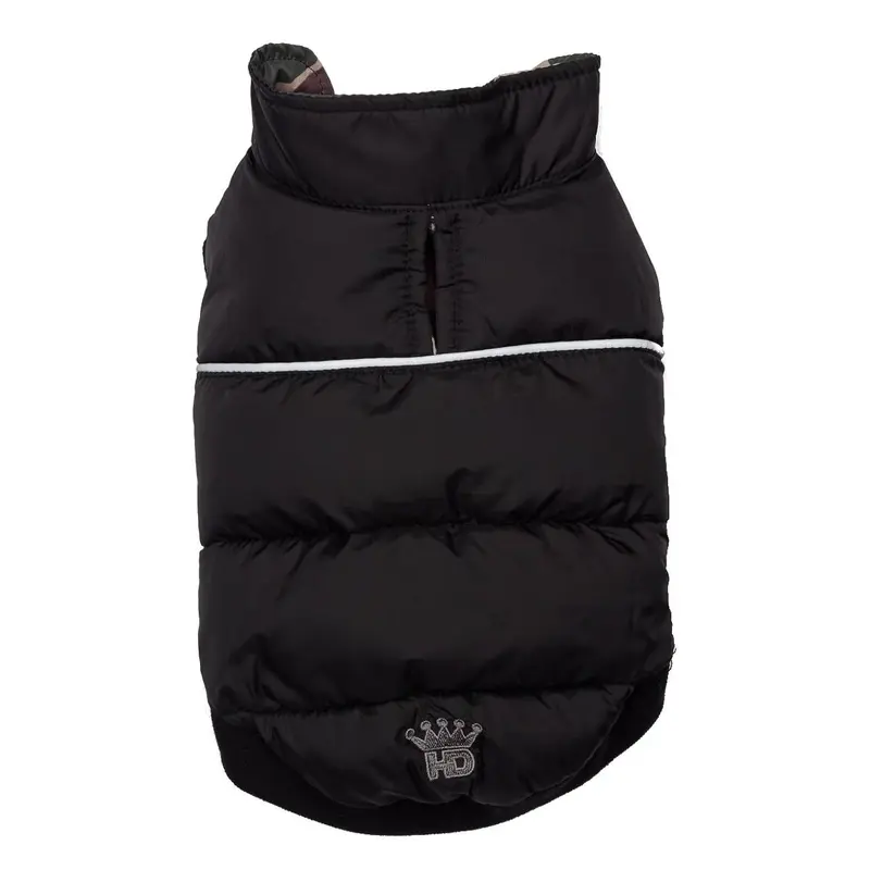 Hip Doggie Flex-Fit Reversible Puffer Dog Vest - Black/Camo