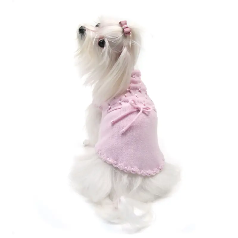 Oscar Newman Leave Me Breathless Dog Sweater Dress - Pink