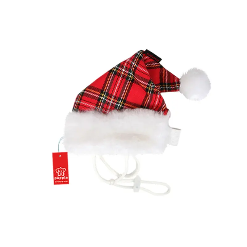 Puppia Santa's Dog Hat - Red Plaid