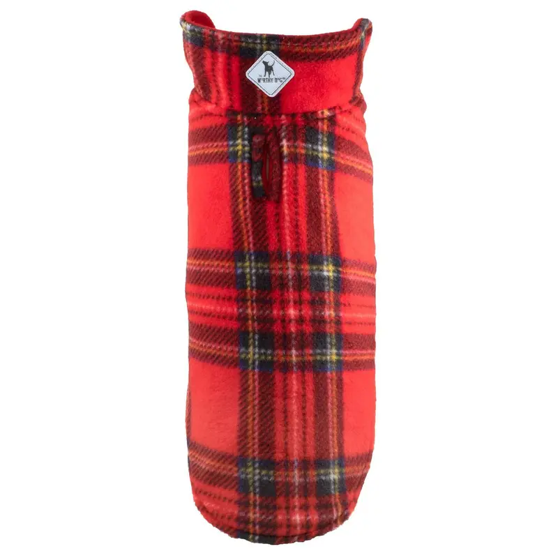 Worthy Dog Fargo Fleece Dog Jacket - Red Tartan / Red
