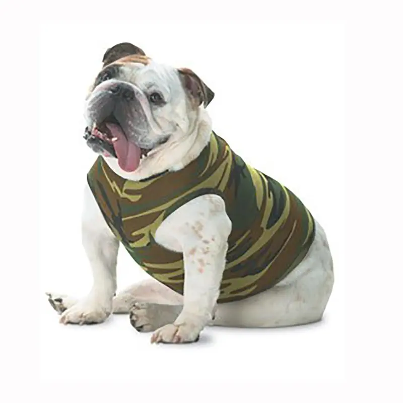 Blank Ribbed Dog Tank - Green Camo