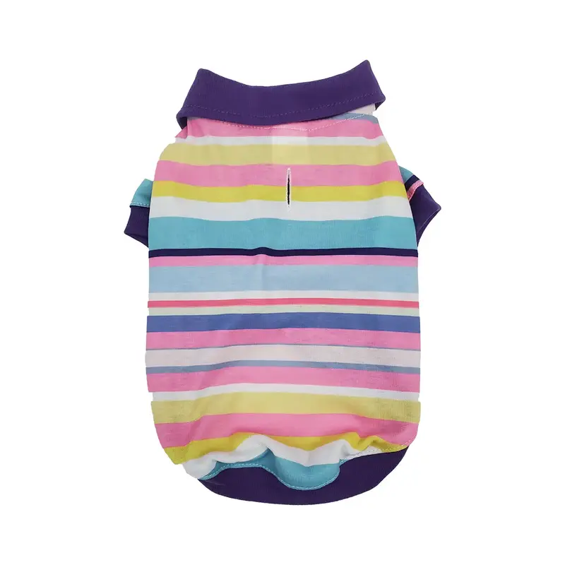 Max's Closet Stripe Dog Polo - Pink & Blue