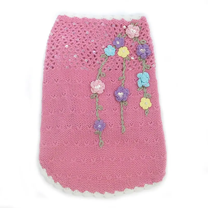 Oscar Newman Floral Di-vine Dog Sweater - Pink 