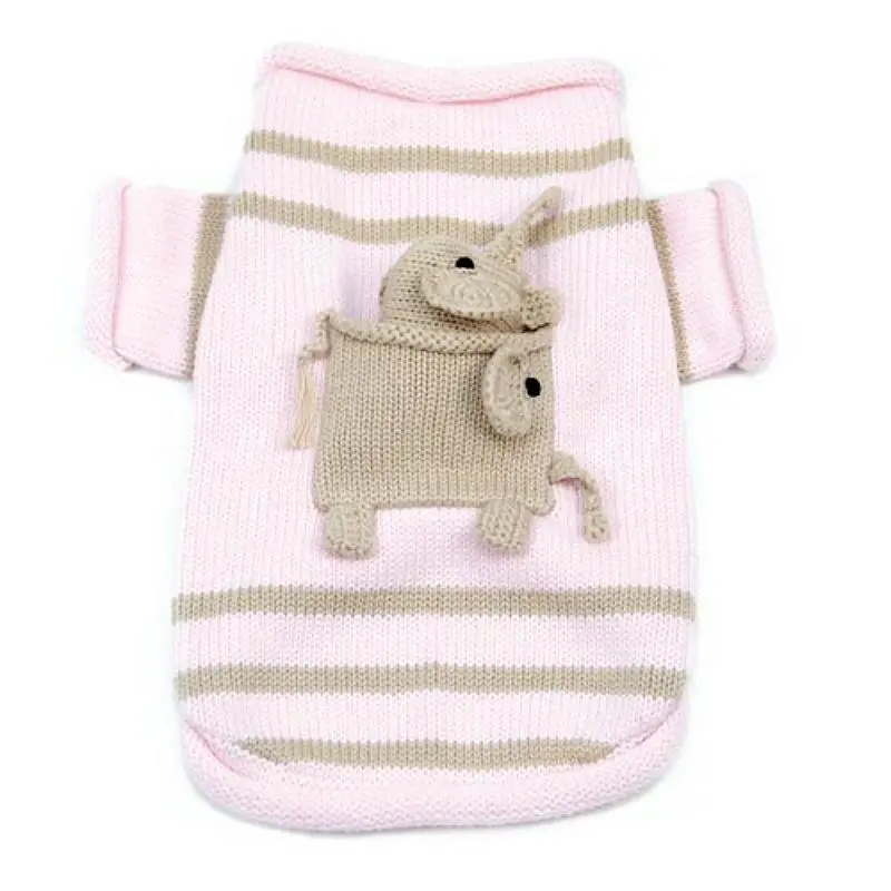 Oscar Newman Pocket Full Of Elephant Dog Sweater With Elephant Toy - Pink