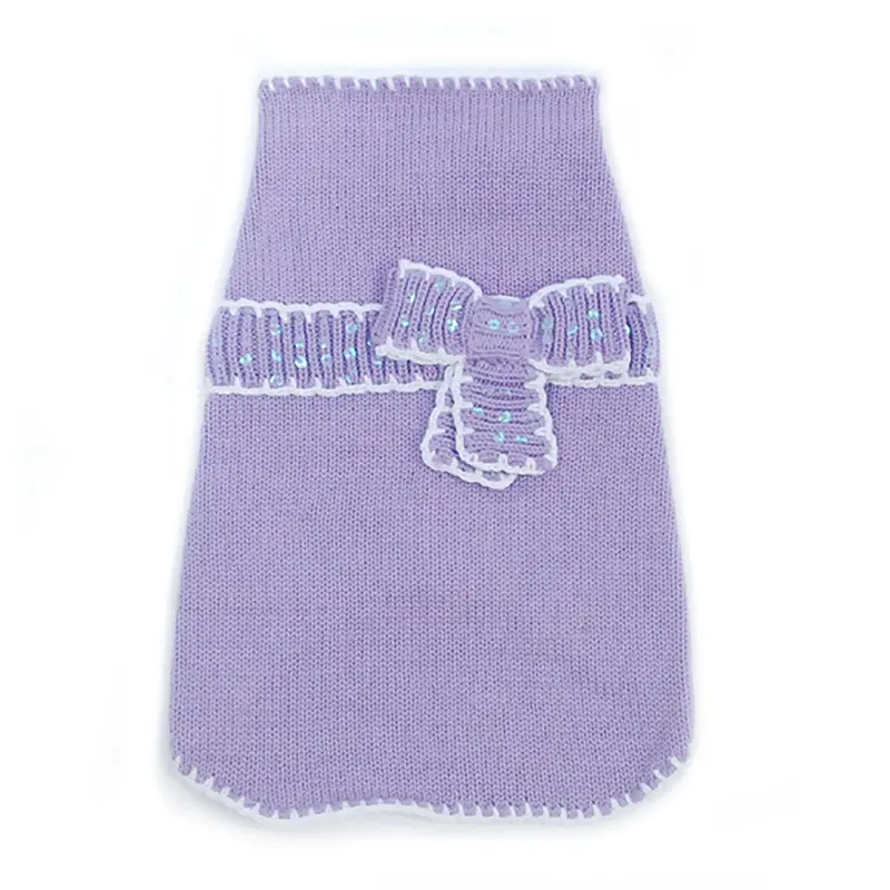 Oscar Newman Take A Bow Dog Sweater - Violet